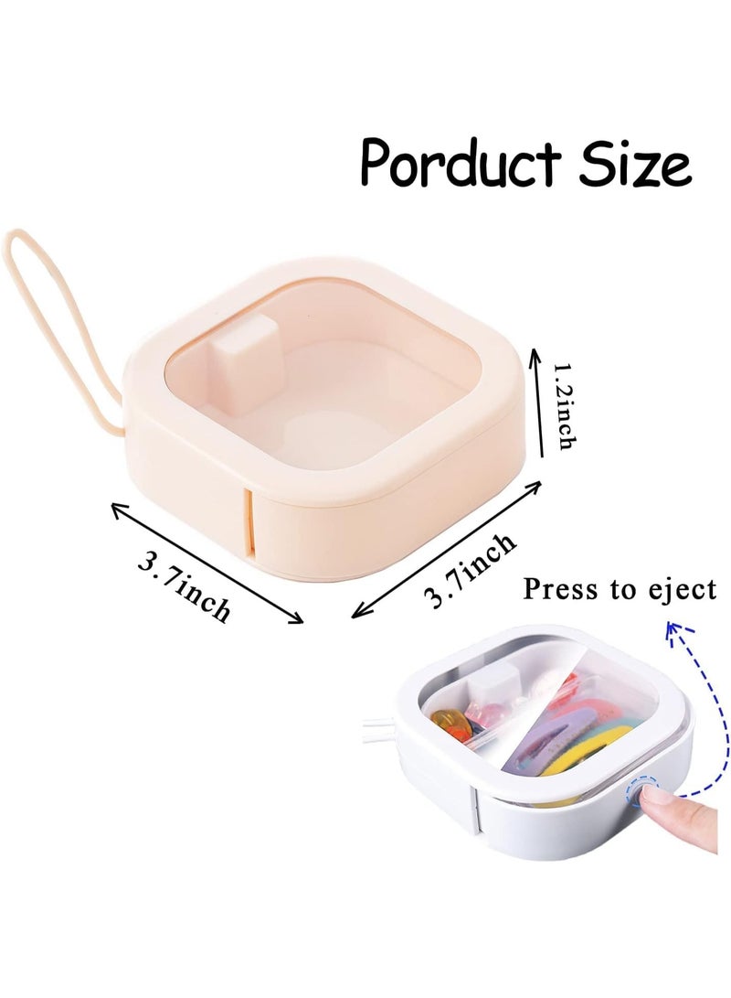 CLENEA 4 Pcs Hair Tie Organizer, Portable Hair Accessory Storage Containers Small Stackable Hair Ties Qtip Travel Holder Cotton Swab Dispenser,Organizer Box (4PCS,(2Pink+2white)) - Image 2